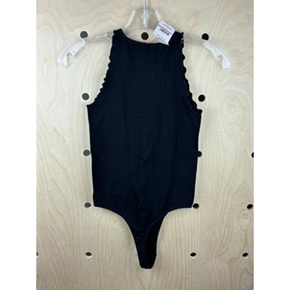 Free People Intimately Black Scalloped Muscle Cut Bodysuit Size XS - Picture 2 of 5